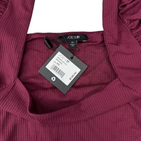 Joe's Jeans Monica Puff-Sleeve Top Size XS In Zinfandel - Picture 3 of 5